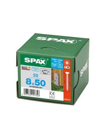 Pfostenschraube A1 Zentrierkopf 8x50mm,Vollgw,Innensechsrund T40,ER A2 - SPAX - 5
