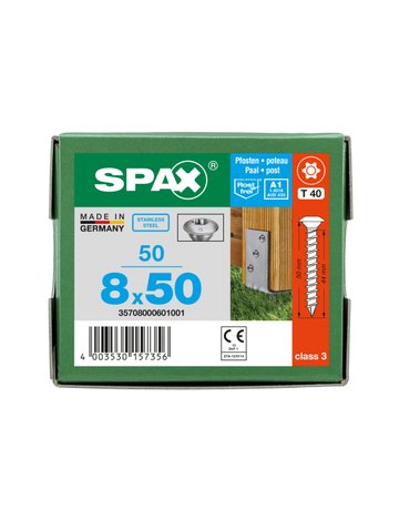 Pfostenschraube A1 Zentrierkopf 8x50mm,Vollgw,Innensechsrund T40,ER A2 - SPAX - 6