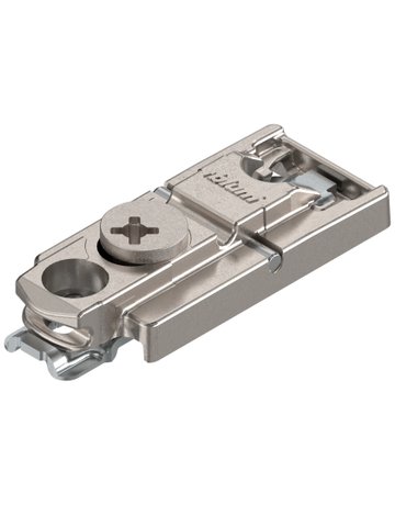 CLIP Montageplatte, gerade, 0 mm, Zink, Schrauben, HV: Exzenter, vernickelt - Blum - 1