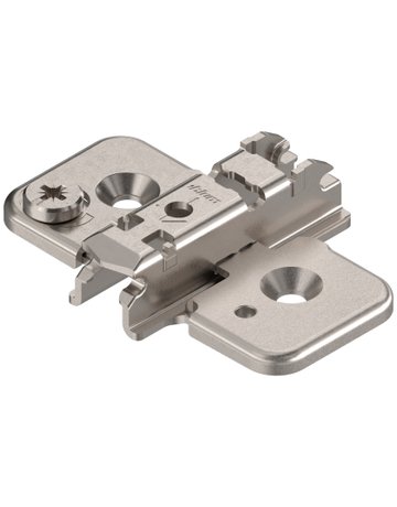 CLIP Montageplatte, kreuz, 3 mm, Stahl, Schrauben, HV: Exzenter, vernickelt - Blum - 1