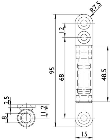 Rahmenteil zum Anschrauben für 3-tlg. Glastürband vernickelt - Hermat - 2