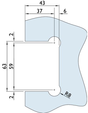 Glas-Pendeltürband edelstahlfarben 90° Feststellung 6852 GW - Hermat - 3