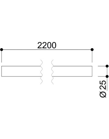 OT-Verst.rohr, für Stoßgriff, Edelstahl matt 54964, Rohr Ø25xL2200mm - Hewi - 2