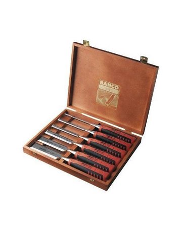 Stechbeitel-Satz 6-teilig in Holzkasette 6,10,12,16,20,26 mm - BAHCO - 1