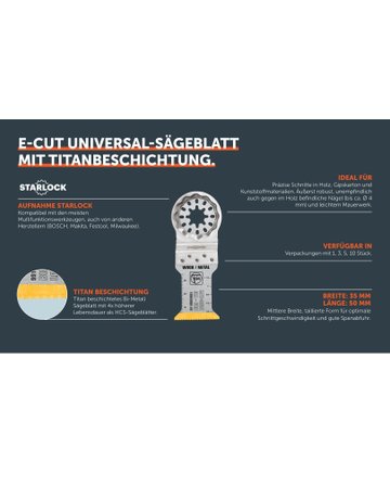 Sägeblatt E-Cut Long-Life Starlock Breite 35 mm Länge 50 mm mit Titanbe. - Fein - 2
