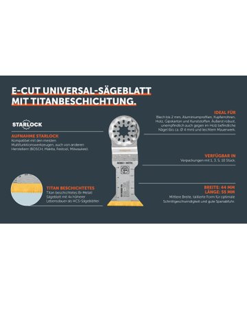 Sägeblatt E-Cut Universal Starlock Breite 44 mm Länge 55 mm - Fein - 2