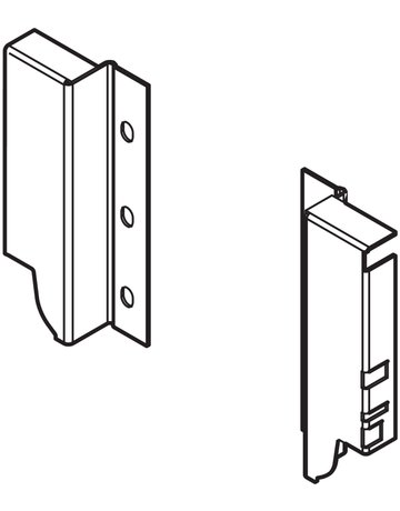 TANDEMBOX Holzrückwandhalter, Höhe K (128,5 mm), links/rechts, R9006 weissalumin. - Blum - 2