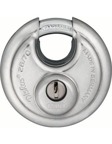 Überfalle Set weiss, mit Diskus-Schloss DI141 + DI142 + 26/70, Metall korros., vs - ABUS - 2