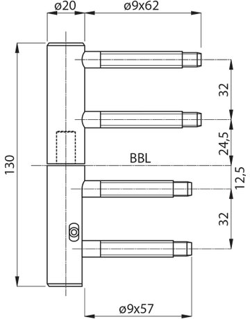 Einbohrband Triplex Rahmen - Anuba - 2