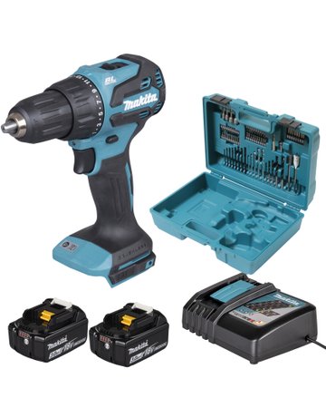 Akku-Schlagbohrschrauber 18V / 3,0 Ah 2 Akkus/Ladegerät/74-tlg.Zubehör-Set - Makita - 1