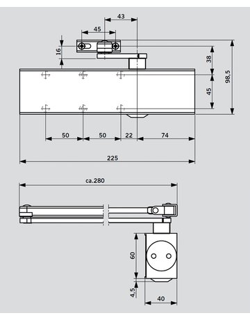 Obentürschließer TS 73 V BC/ÖD - dormakaba - 2