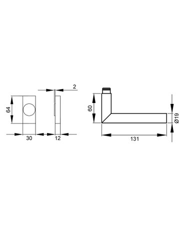 Fensterolive Rhodos EF284Q mit Stift 35mm quadr. Edelstahl matt - Karcher Design - 2