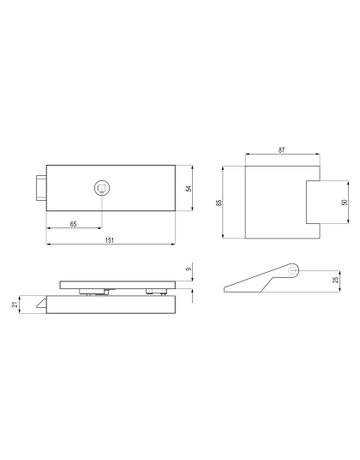 Glastürschloß EGS 660Q OS 71 mit Bänder Edelstahl matt unverschließbar - Karcher Design - 2