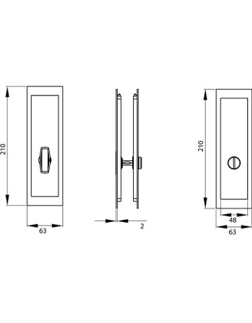 Schiebetürset EPDQ 2 71 BAD rechteck. Edelstahl matt - Karcher Design - 2