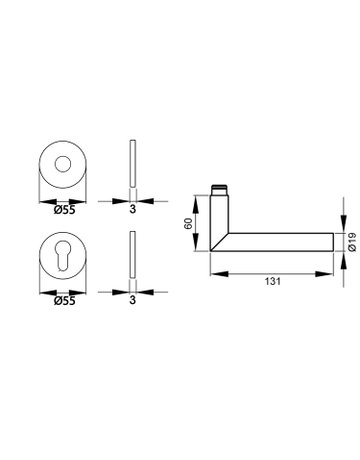 Drücker-Rosettengarnitur Rhodos EPL28 PZ Kosmos schwarz TS 38-47mm PlanDesign - Plan Design - 2