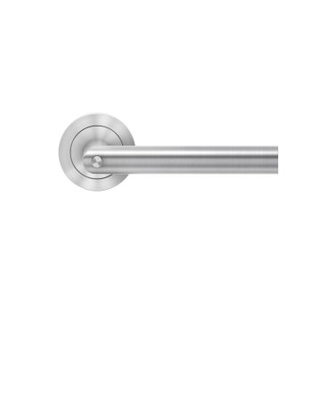 Drücker-Rosettengarnitur Rhodos ER28 DIN L ohne Schlüsselrosette Edelstahl matt KD Basic TS 45mm