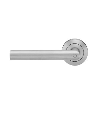 Drücker-Rosettengarnitur Rhodos ER28 DIN L ohne Schlüsselrosette Edelstahl matt KD Basic TS 45mm