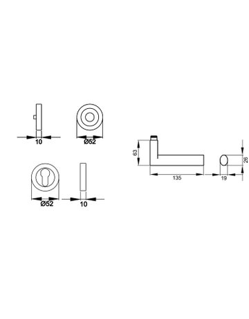 Drücker-Rosettengarnitur Madeira ER45 PZ Edelstahl matt TS 39-48mm - Karcher Design - 3