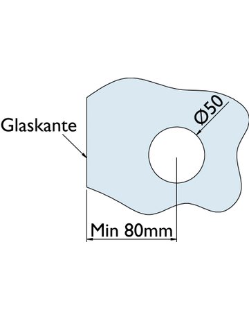 Glasschiebetürmuschel 6403 Edelstahl Glasbohrung 50 mm geschlossen - Hermat - 2