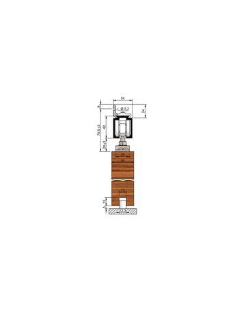 MK-M 140 H111 Schiebegrt. EV1 eloxiert 1-flg. b.140 kg Holz 2000mm - HELM - 3