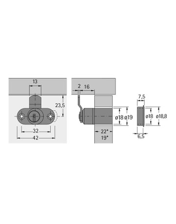 Hebelzyl. Prestige 2000 72502 2mm gekröpft ,vs., Schließrichtung rs,LAD,vernickelt - Hettich - 2