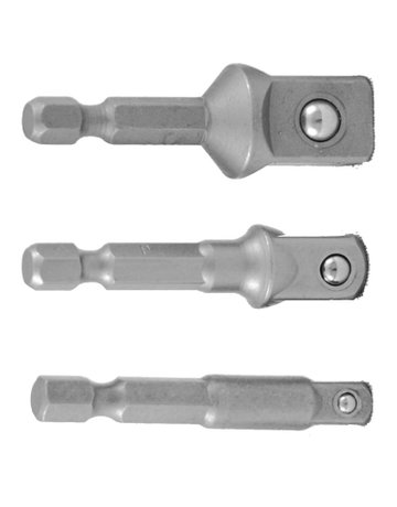 1/4" Bit Adapter Set 3tlg. Länge 50 mm für Stecknüsse 1/4", 3/8", 1/2" - PROJAHN - 1