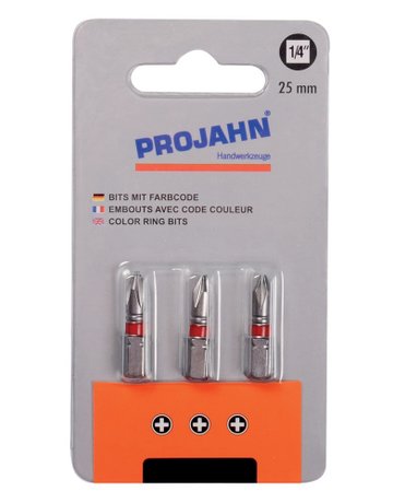 1/4" markierter Bit Phillips Nr 1. 3er Pack L25 mm - PROJAHN