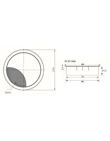 Topform Kabeldurchlass Ø80mm H:21mm, Zamak - Topform - 2