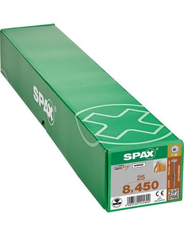 Holzschraube Hi.FORCE Tellerkopf 8x450mm,Teilgw,Innensechsrund T40,WIROX - SPAX