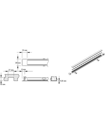LED Linearprofil Einbauleuchte, 20x10 mm, WT, R81 - Topform - 2