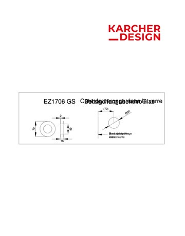 Schiebetürmuschelset 50mm Bohrung EZ 1706 Edelstahl matt für Glastüren BLIND - Karcher Design - 2
