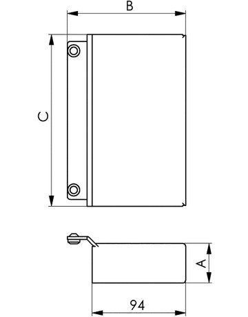 Gegenkasten blank 144/40 für 2 Flügel passend zu 140 U - AMF - 2