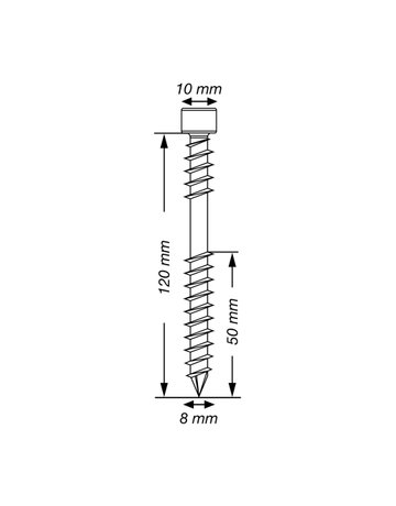 Terassenschraube Zylinderkopf 8x120mm,Fixgw,Innensechsrund T40,ER A4 - SPAX - 2