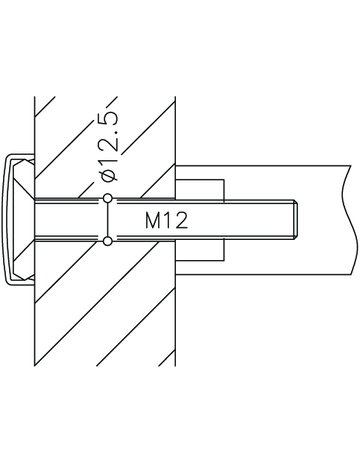 Befestigungspunkt durchgängig mit abdeck geradeMS 1.2A.32 Holz-/Metallt. 63-72 Edelstahl - Normbau - 1