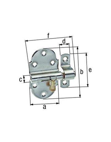 Feder-Grendelriegel, B 40 x L 60mm Stahl gelb galvanisch verzinkt - Alberts - 1