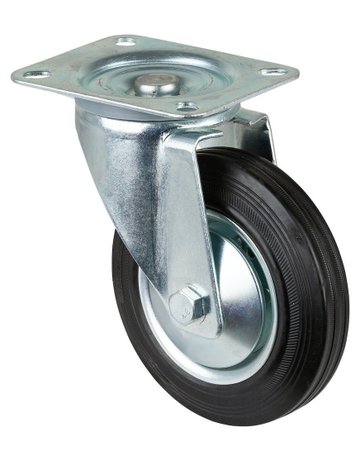 Lenkrolle 160mm L400.B55 Platte, Gummi schwarz, RL L400.B55.161 - BS ROLLEN