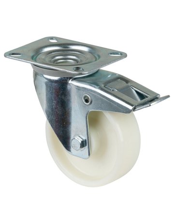 Lenkrolle 100mm L420.B10 Platte, Kunststoff weiß, RL, Fest L420.B10.100 - BS ROLLEN