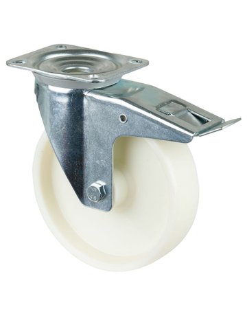 Lenkrolle 200mm L420.B10 Platte, Kunststoff weiß, RL, Fest L420.B10.200 - BS ROLLEN - 1