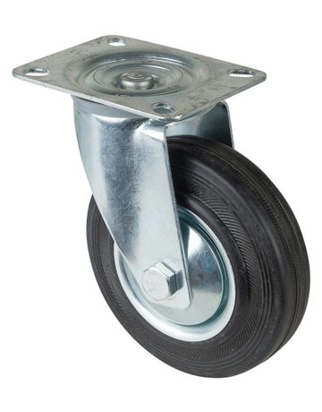Lenkrolle 125mm L400.B55 Platte, Gummi schwarz, RL L400.B55.126 - BS ROLLEN