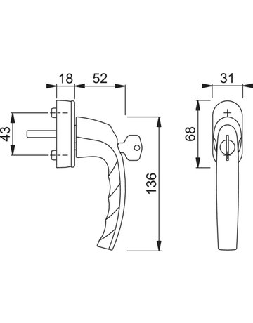 HOPPE® Fenstergriff absperrbar Atlanta 0530S/US952 100NM, N10, mit Schrauben, Aluminium - HOPPE - 2