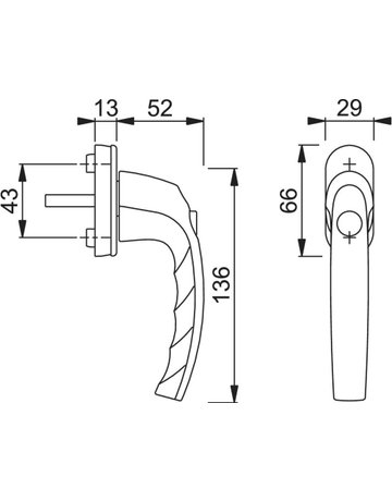 HOPPE® Fenstergriff abschließbar Atlanta 0530SV/U26, ohne Schrauben, Aluminium - HOPPE - 3