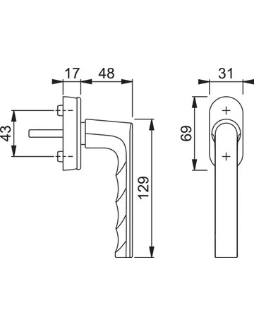 HOPPE® Fenstergriff Hamburg 0700/UD92020, mit Schrauben, Aluminium - HOPPE - 2