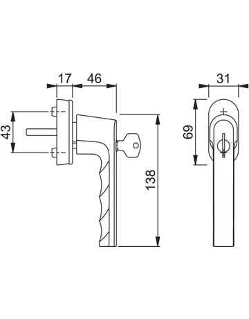Fenstergriff 0700S F1 UD9020 100NM 32-42 mm - HOPPE - 2