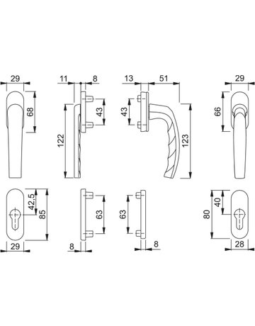 HOPPE® Fenstertürgriffgarnitur Atlanta 0990KH/66N/U26, Aluminium - HOPPE - 2
