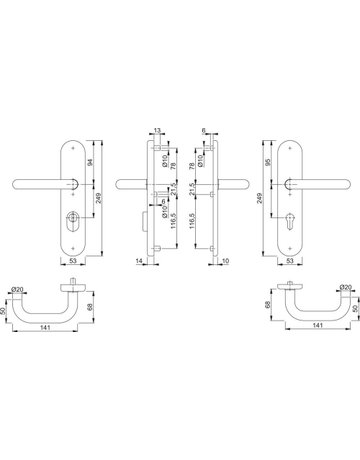 HOPPE® Schutz-Drückergarnitur Paris mit Langschild E138Z/3332ZA/3310 - HOPPE - 3