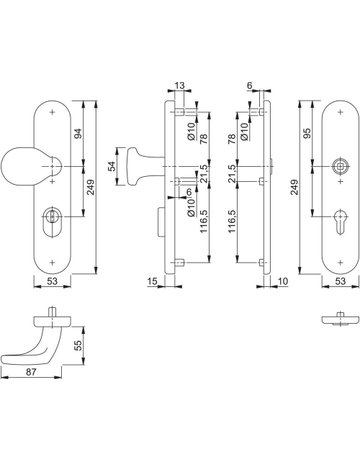 WE-Grt(Kn/o.Griff) E86G/3332ZA/3310 ES1(SK2)Edelstahl, F69 - HOPPE - 2