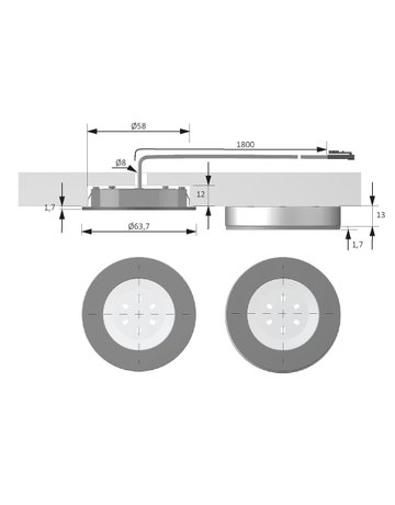 LED Eco Spot EDS Op. ww 12VDC, 1.5W, 1.8m LTG, M1 - Halemeier - 5