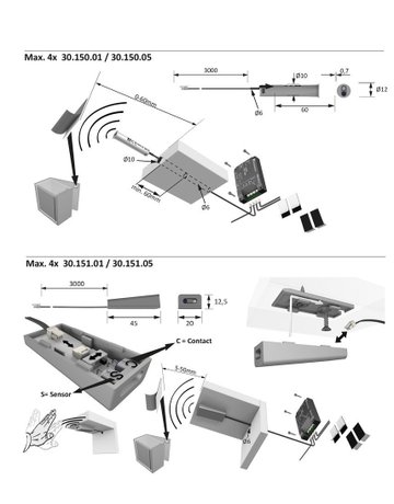 MultiSwitch2 IR Anbausensor Türkontakt oder Handschalter, 3m Ltg. - Halemeier - 3