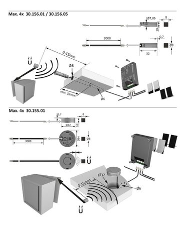 MultiSwitch2 Magnet Einbohrsensor sw Türkontaktschalter, Reed Sensor 3m Ltg. - Halemeier - 3