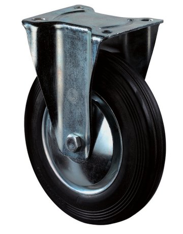 Bockrolle 200mm L410.B55 Platte, Gummi schwarz, RL L410.B55.201 - BS ROLLEN